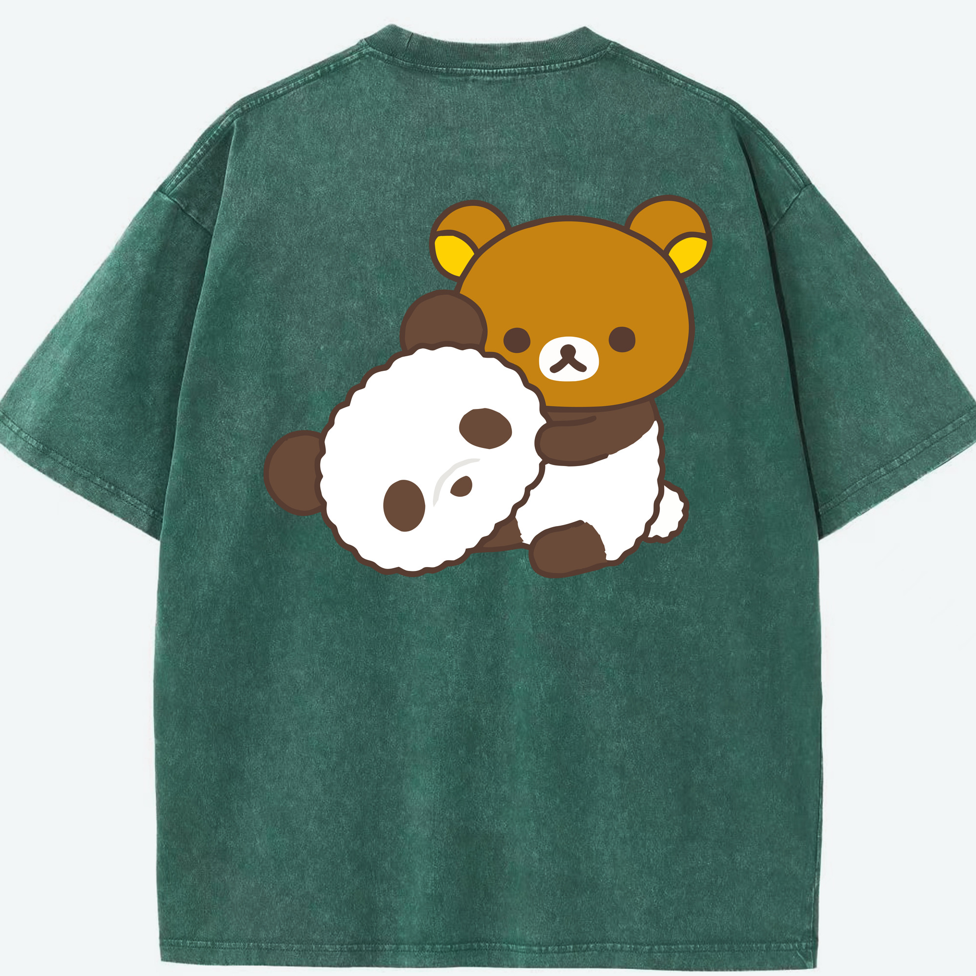 （画像用） リラックマ リラックマ キイロイトリ Rilakkuma Korilakkuma Kiiroitori 綿100% ヴィンテージ風 半袖Tシャツ（背面プリント）